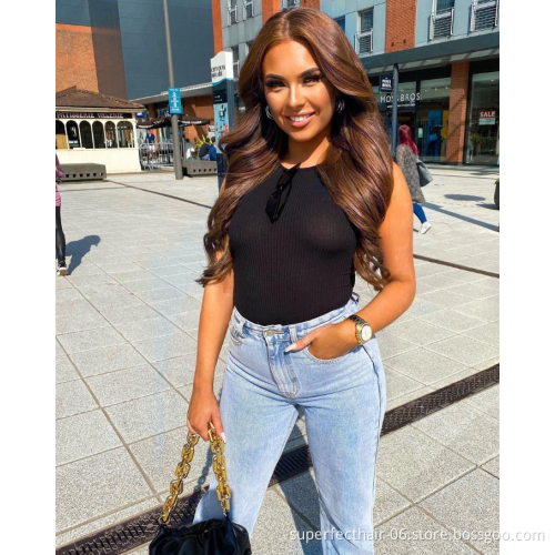 Wholesale Bodywave Virgin Brazilian Human Hair Wigs Lace Front , Best Quality Brown Colored Human Hair Wig with Baby Hair